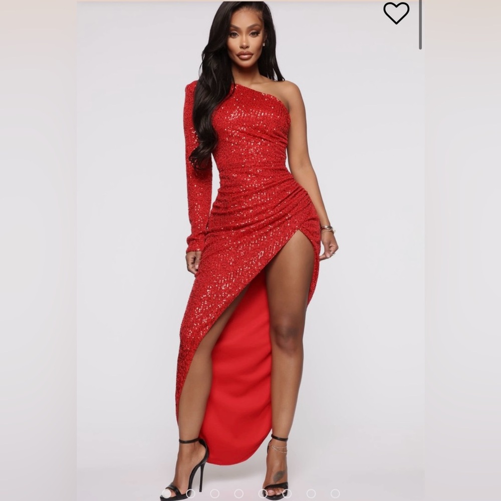 Fashion Nova One Shoulder Red Dress